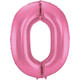 Foil Balloon Number 0 - Pink Metallic Mat - 86 cm