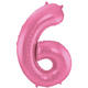 Foil Balloon Number 6 - Pink Metallic Mat - 86 cm