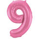 Foil Balloon Number 9 - Pink Metallic Mat - 86 cm
