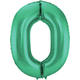 Foil Balloon Number 0 - Green Metallic Mat - 86 cm