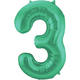 Foil Balloon Number 3 - Green Metallic Mat - 86 cm