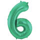Foil Balloon Number 6 - Green Metallic Mat - 86 cm