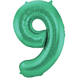 Foil Balloon Number 9 - Green Metallic Mat - 86 cm