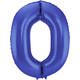 Foil Balloon Number 0 - Blue Metallic Mat - 86 cm 