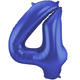 Foil Balloon Number 4 - Blue Metallic Mat - 86 cm 