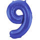 Foil Balloon Number 9 - Blue Metallic Mat - 86 cm 