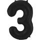 Foil Balloon Number 3 Black Metallic Matt - 86 cm