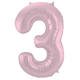 Foil Balloon Number 3 Pastel Pink Metallic Matt - 86 cm