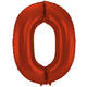 Foil Balloon Number 0 Red Metallic Matt - 86 cm
