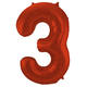 Foil Balloon Number 3 Red Metallic Matt - 86 cm