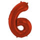 Foil Balloon Number 6 Red Metallic Matt - 86 cm