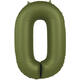 Foil balloon Number 0 - Olive Green - Ultra Matt - 86 cm
