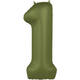 Foil balloon Number 1 - Olive Green - Ultra Matt - 86 cm