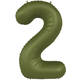 Foil balloon Number 2 - Olive Green - Ultra Matt - 86 cm