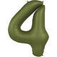 Foil balloon Number 4 - Olive Green - Ultra Matt - 86 cm