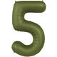 Foil balloon Number 5 - Olive Green - Ultra Matt - 86 cm