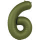 Foil balloon Number 6 - Olive Green - Ultra Matt - 86 cm