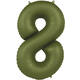 Foil balloon Number 8 - Olive Green - Ultra Matt - 86 cm
