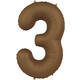 Foil balloon Number 3 - Chocolate Brown - Ultra Matt - 86 cm