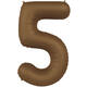 Foil balloon Number 5 - Chocolate Brown - Ultra Matt - 86 cm