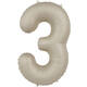 Foil balloon Number 3 - Creamy Latte - Ultra Matt - 86 cm