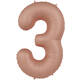 Foil balloon Number 3 - Vintage Rose - Ultra Matt - 86 cm