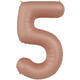 Foil balloon Number 5 - Vintage Rose - Ultra Matt - 86 cm