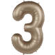 Foil balloon Number 3 - Starlight Gold - Satin Gloss - 86 cm