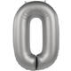 Foil balloon Number 0 - Moonlight Silver - Satin Gloss - 86 cm