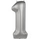 Foil balloon Number 1 - Moonlight Silver - Satin Gloss - 86 cm