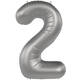 Foil balloon Number 2 - Moonlight Silver - Satin Gloss - 86 cm