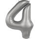 Foil balloon Number 4 - Moonlight Silver - Satin Gloss - 86 cm