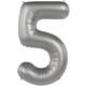 Foil balloon Number 5 - Moonlight Silver - Satin Gloss - 86 cm
