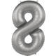 Foil balloon Number 8 - Moonlight Silver - Satin Gloss - 86 cm