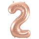 Foil Balloon Number 2 - Rose Gold - 86 cm