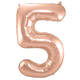 Foil Balloon Number 5 - Rose Gold - 86 cm