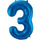 Foil Balloon Number 3 - Blue - 86 cm
