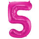Foil Balloon Number 5 - Magenta - 86 cm