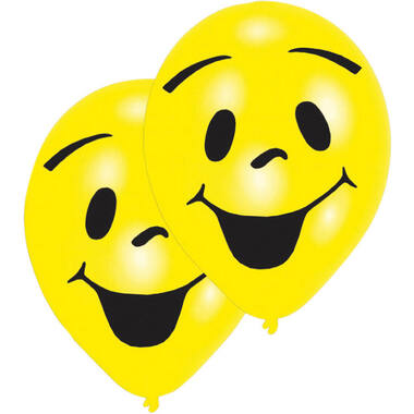 8 Latex Balloons Sunny Smile 2-Sided 25.4 cm / 10"