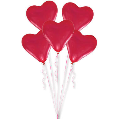 5 Latex Balloons Heart Medium 27.5 cm / 11"
