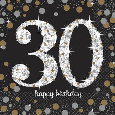 16 Napkins 30 Sparkling Celebration - Silver & Gold 33 x 33 cm