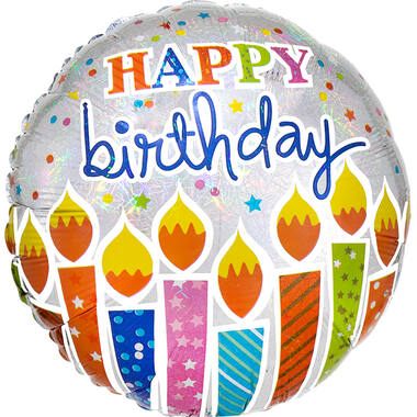 Foil Balloon – “HAPPY birthday” – glittering with candles – 45 cm