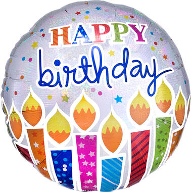 Foil Balloon - Jumbo - "HAPPY birthday" with candles - 81 x 81 cm
