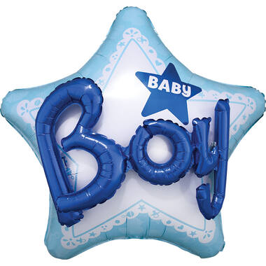 Foil Balloon – Shape – Star – 3D – “BABY Boy” – 81 x 81 cm