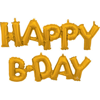 Foil Balloons – Shape – Letters “HAPPY B*DAY” - Gold - 76 x 45 cm