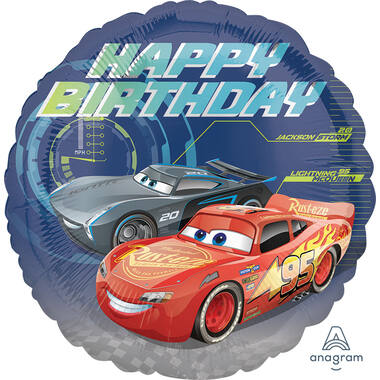 Foil Balloon - Cars "HAPPY BIRTHDAY" - 45 cm