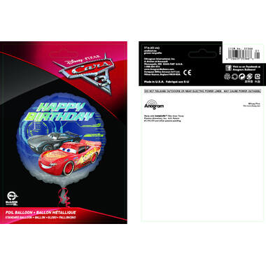 Foil Balloon - Cars "HAPPY BIRTHDAY" - 45 cm
