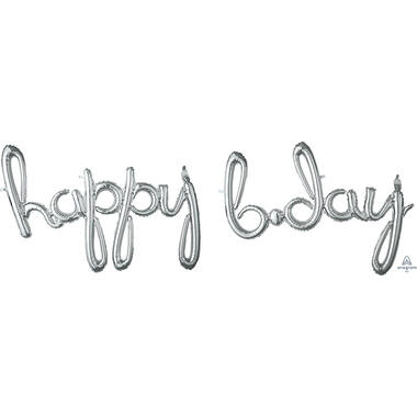 Foil Balloons – Shape – Letters "happy b*day" - Silver