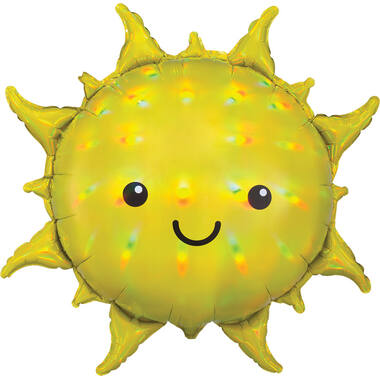 Foil Balloon - Shape - Sun - Yellow Holographic Iridescent - 68 x 68 cm