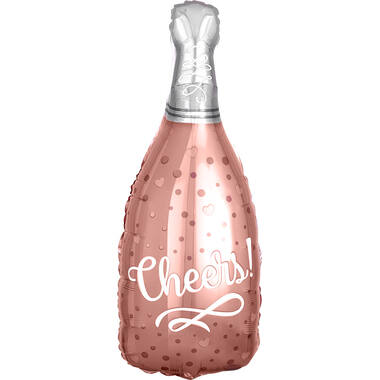 Foil Balloon - Shape - Rosé Champagne Bottle "Cheers!" - Pink - 25 x 66 cm